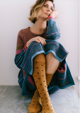 Tightology | Dotty Long Burgundy Wool Socks