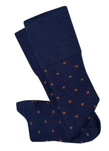Tightology | Dotty Long Navy Wool Socks