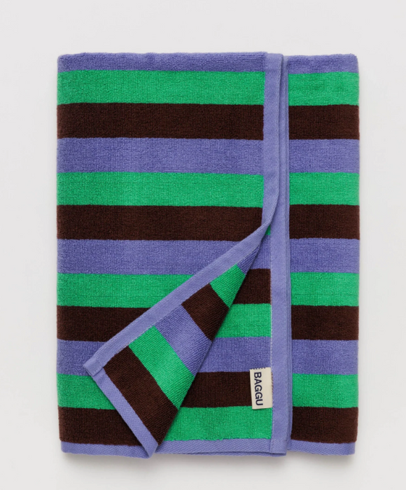 Baggu | Bath Towel | Mint 90's Stripe