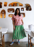 Nancybrid | Bindi Skirt | Green Wide Stripe
