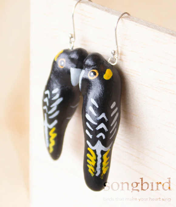 Songbird | Yellow-Tailed Black Cockatoo Earrings
