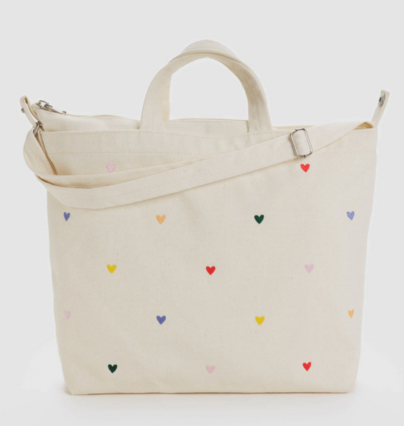 Baggu | Horizontal Zip Duck Bag | Embroidered Hearts