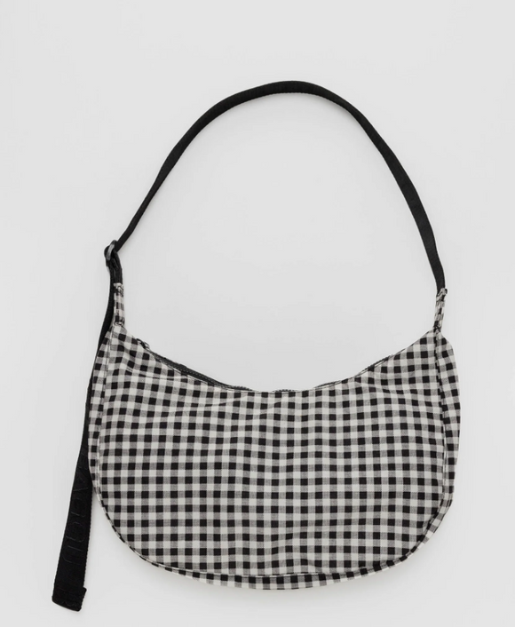 Baggu | Medium Nylon Crescent Bag | Black + White Gingham
