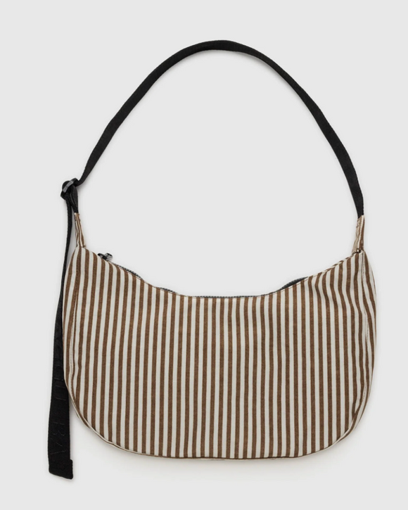 Baggu | Medium Nylon Crescent Bag | Brown Stripe