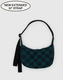 Baggu | Small Nylon Crescent Bag | Navy Green Check