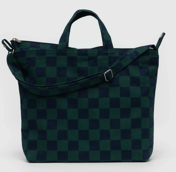 Baggu | Horizontal Zip Duck Bag | Navy Green Check