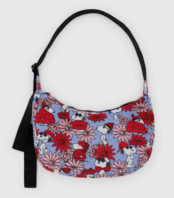 Baggu | Medium Nylon Crescent Bag | Floral Snoopy