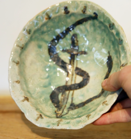 76. Snake + Sword Pedestal Bowl