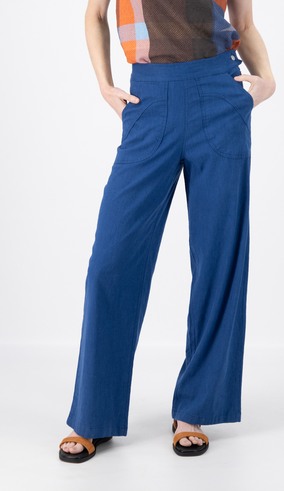 Olga de Polga | Peggy | Long Pants | Lino Cobalt Blue Linen