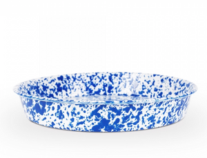 Crow Canyon | Splatter Enamleware Cocktail Tray | Deep Dish Pizza Pan | Blue