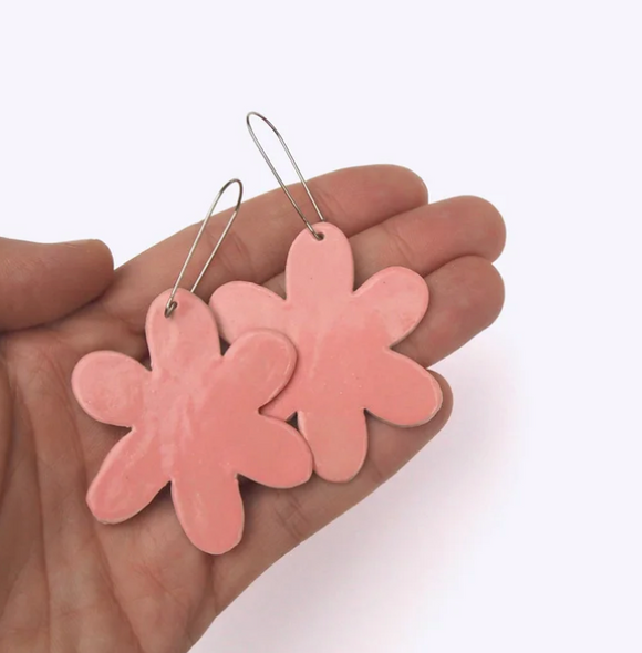 Togetherness | Flower burst Ceramic Earrings | Salmon