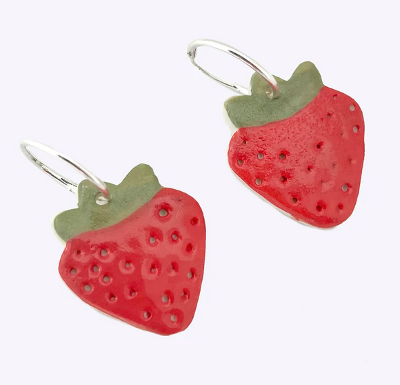 Togetherness | Ceramic Strawberry Mini Hoops