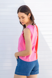 Frock Me Out | Red + Pink Sleeveless V-Neck Top