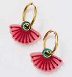 Martha Jean | Silver Princess Huggie Earrings | Pink + Green