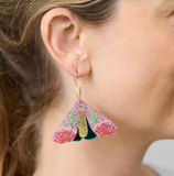 Martha Jean | Moth Wattle Earring | Pink Sparkle + Green