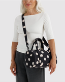 Baggu | Nylon Duffle Bag | Black and Cream Polka Dot