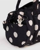 Baggu | Nylon Duffle Bag | Black and Cream Polka Dot