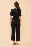 Frock Me Out | Black V Neck Sleevie Wonder Jumpsuit
