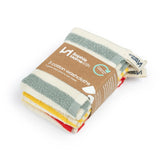 Sophie Home | Striped Terry Washcloths 3 Pack | Aqua/Yellow/Red