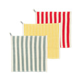 Sophie Home | Striped Terry Washcloths 3 Pack | Aqua/Yellow/Red