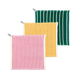 Sophie Home | Striped Washcloths | 3 Pack | Pink / Yellow / Green