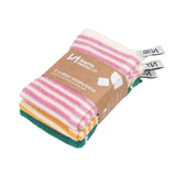 Sophie Home | Striped Washcloths | 3 Pack | Pink / Yellow / Green