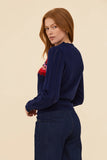 Frock Me Out | Zig Zag Cotton Cashmere Pointelle Knit Jumper | Navy