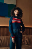 Frock Me Out | Zig Zag Cotton Cashmere Pointelle Knit Jumper | Navy