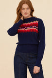 Frock Me Out | Zig Zag Cotton Cashmere Pointelle Knit Jumper | Navy