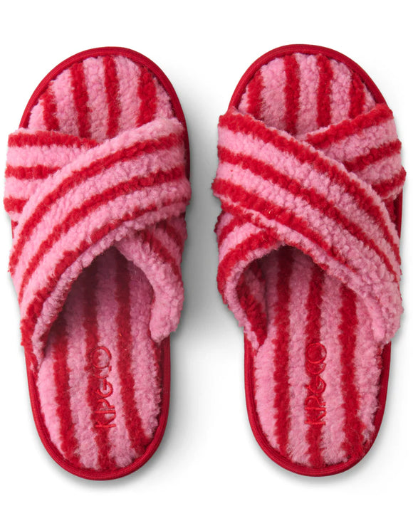 Kip & Co | Sherpa Adult Slippers | Candy Stripe