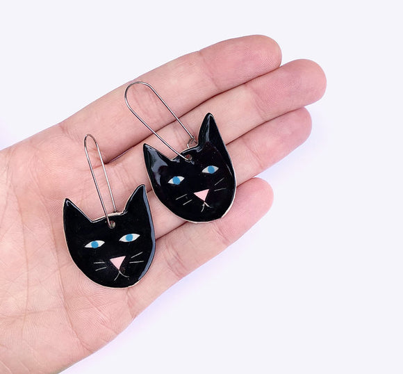 Togetherness |  Lucky Black Cat Ceramic Earrings