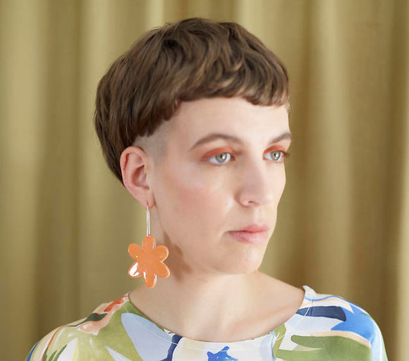 Togetherness | Ceramic Flowerburst Earrings | Flame