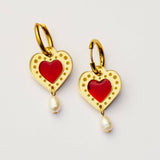 Martha Jean | Sherbert Heart Earrings | Gold/Red
