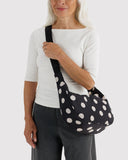 Baggu | Medium Nylon Crescent | Black And Cream Polka Dot