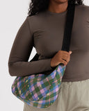 Baggu | Medium Nylon Crescent | Green Star Plaid