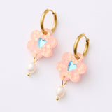 Martha Jean | Heart Flower Earrings | Melon/blue