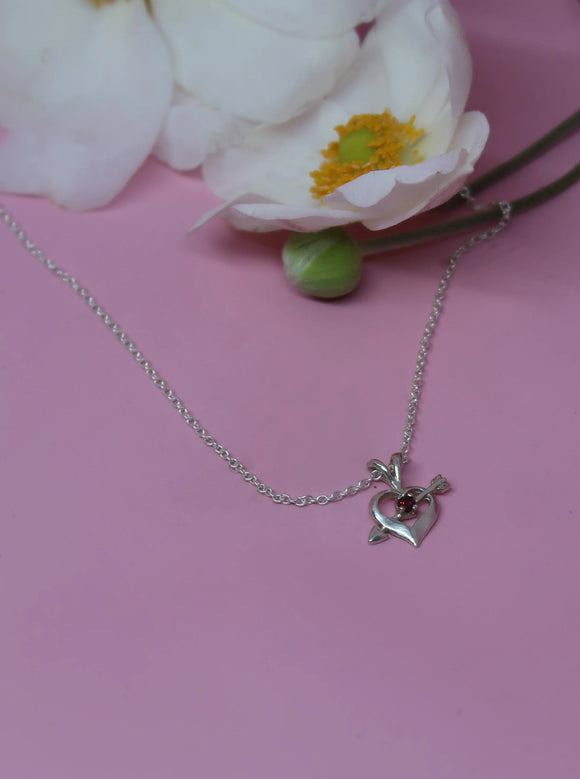 SGS Jewellery | Love Struck Sterling Silver & Garnet Necklace