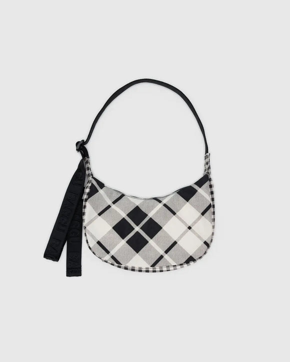 Baggu | Small Nylon Crescent Bag | Mixed Plaid