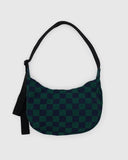 Baggu | Medium Nylon Crescent | Navy Green Check