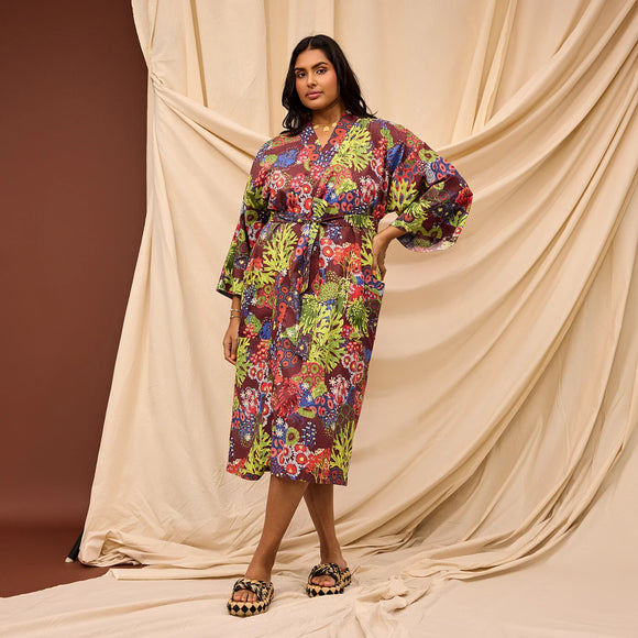 Sage x Clare | Cora Cotton Robe | Garnet