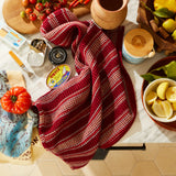 Sage x Clare | Selene Stripe Tea Towel | Crimson