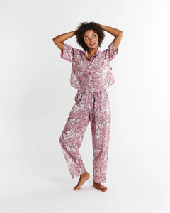Kip & Co | Organic Cotton Short Sleeve Shirt & Pant Pyjama Set | Balmy Palmy