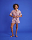 Kip & Co | Organic Cotton Short Sleeve Shirt & Short Pyjama Set | Balmy Palmy