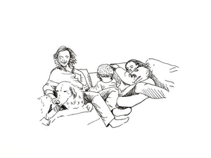 30. Couple on couch with dog and baby