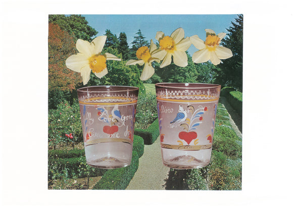 2. Daffies with hand-painted glassware