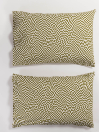 Baggu | Pillowcase, Moss Trippy Checker