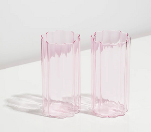Fazeek | Two Set Wave Highball Glasses, Pink