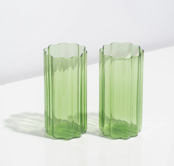 Fazeek | Two Set Wave Highball Glasses, Green