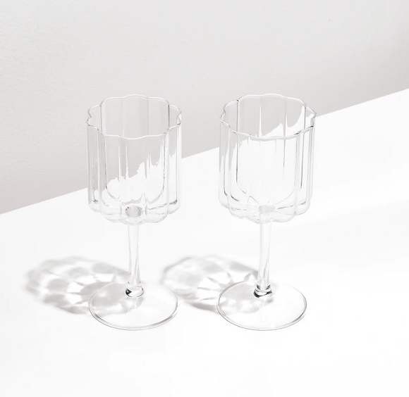 Fazeek | Wave Wine Glass Set | Clear