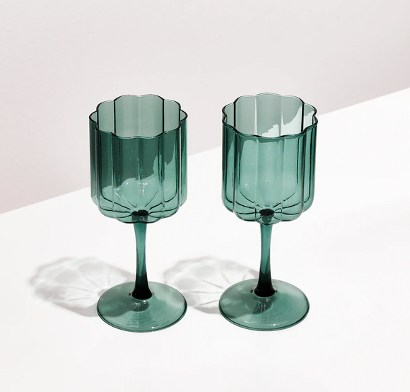 Fazeek | Wave Wine Glass Set | Teal